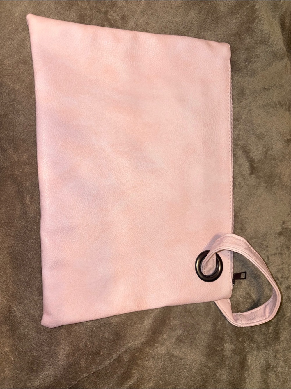 Soft Pink Leather Wristlet Clutch